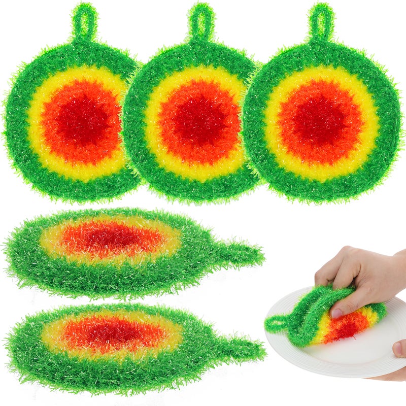 5Pcs Round Dish Towels Kitchen Thick Tableware Washing Cloth Hanging Cleaning Cloth Random Color - Image 1