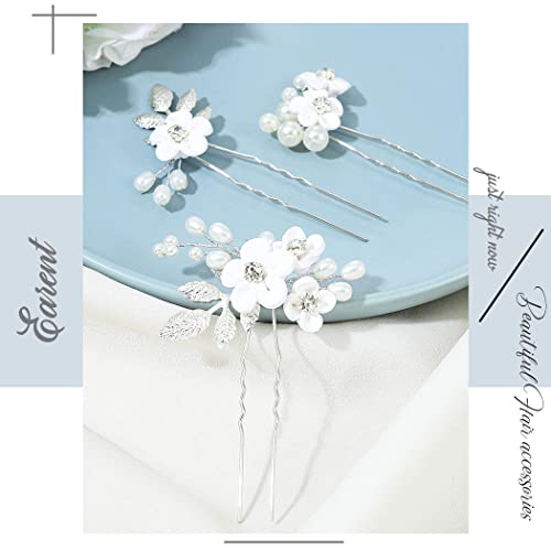 Earent Wedding hair accessories Silver Bridal hair pins for Women (Pack of 3) - Image 4