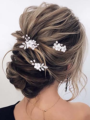 Earent Wedding hair accessories Silver Bridal hair pins for Women (Pack of 3) - Image 1