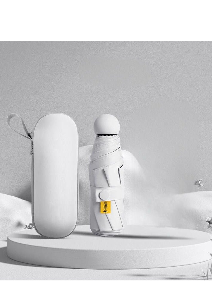 جين لى تشيانغ مظلة صغيرة الحجم مضادة للأشعة فوق البنفسجية، حماية من الشمس والمطر، خفيفة الوزن وقابلة للحمل، مقاومة للرياح والأشعة فوق البنفسجية، مظلة كبسولة صغيرة قابلة للطي (أبيض) - Image 1