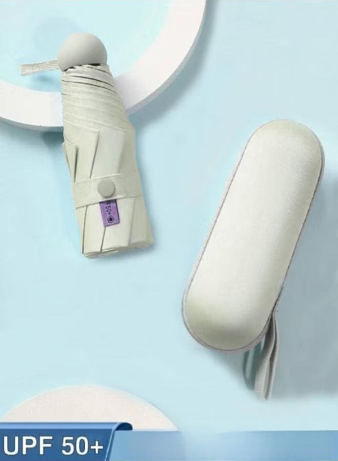 جين لى تشيانغ مظلة صغيرة الحجم مضادة للأشعة فوق البنفسجية، حماية من الشمس والمطر، خفيفة الوزن وقابلة للحمل، مقاومة للرياح والأشعة فوق البنفسجية، مظلة كبسولة صغيرة قابلة للطي (أبيض) - Image 2