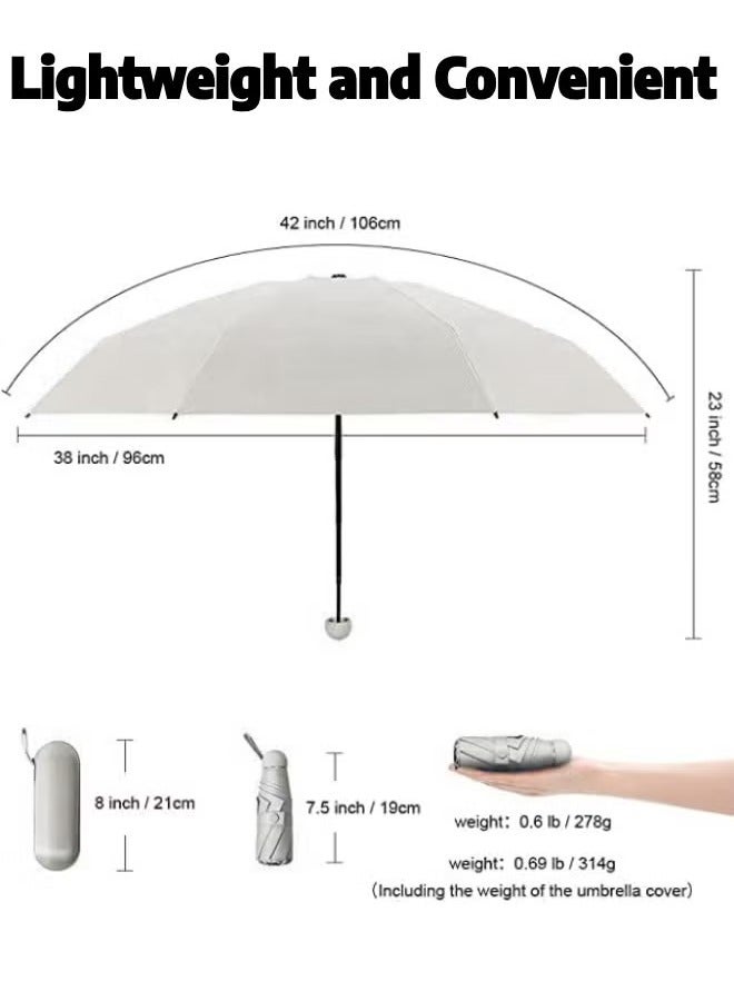 جين لى تشيانغ مظلة صغيرة الحجم مضادة للأشعة فوق البنفسجية، حماية من الشمس والمطر، خفيفة الوزن وقابلة للحمل، مقاومة للرياح والأشعة فوق البنفسجية، مظلة كبسولة صغيرة قابلة للطي (أبيض) - Image 4