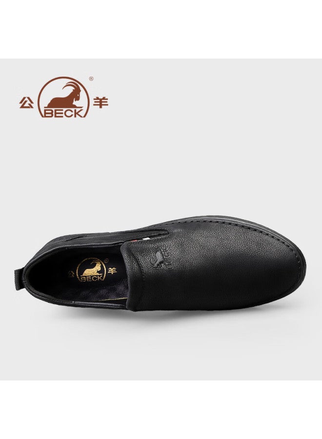 Gongyang Men's Leather Business Casual Loafers Slip-on Driving Shoes Black Size 44