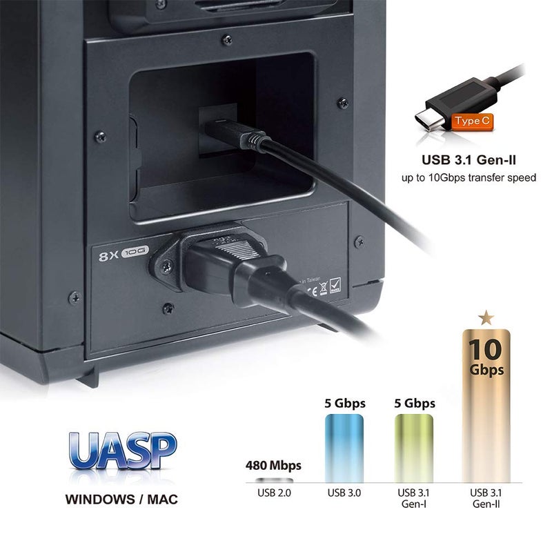 Mediasonic USB 3.2 Type C 8 Bay 3.5-inch Hard Drive Enclosure – USB 3.2 Gen 2 10Gbps Support UASP | S.M.A.R.T | Support 24TB Hard Drive (H82-SU31C) - Image 2