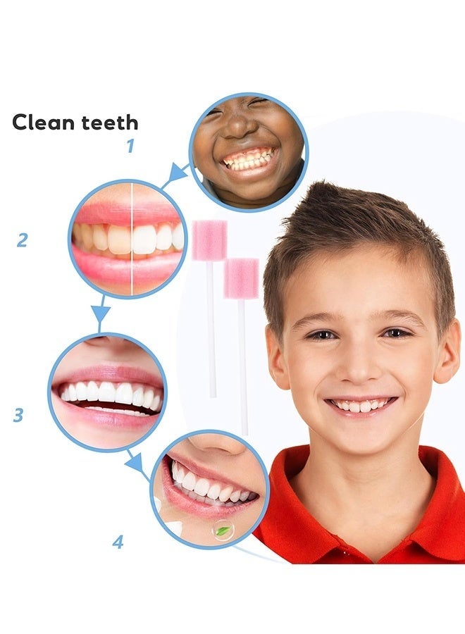 100Pcs Oral Swabs Disposable Mouth Swabs Sponge- Tooth Cleaning Sponge Swab for Oral Care, Pink - Image 3