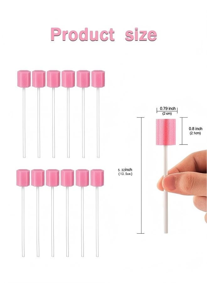 100Pcs Oral Swabs Disposable Mouth Swabs Sponge- Tooth Cleaning Sponge Swab for Oral Care, Pink - Image 4
