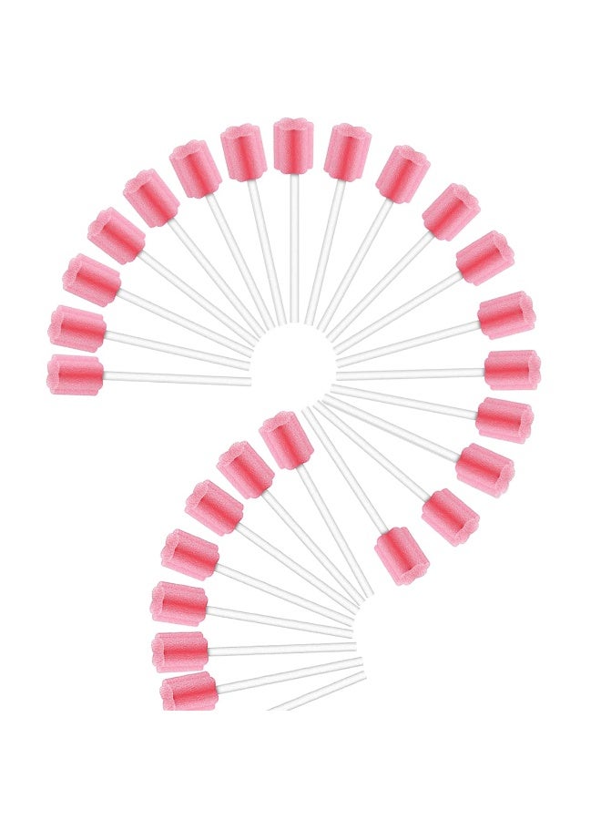 100Pcs Oral Swabs Disposable Mouth Swabs Sponge- Tooth Cleaning Sponge Swab for Oral Care, Pink - Image 1