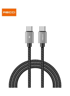 Recci Cable charging and data transfer , Type-C supports fast charging, safe and fast data transfer 120W 150cm, supports all devices Black  - Image 1