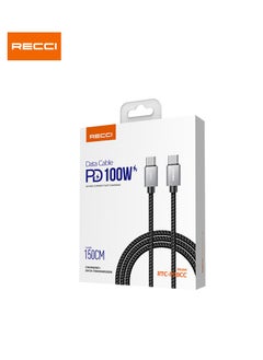 Recci Cable charging and data transfer , Type-C supports fast charging, safe and fast data transfer 120W 150cm, supports all devices Black  - Image 4