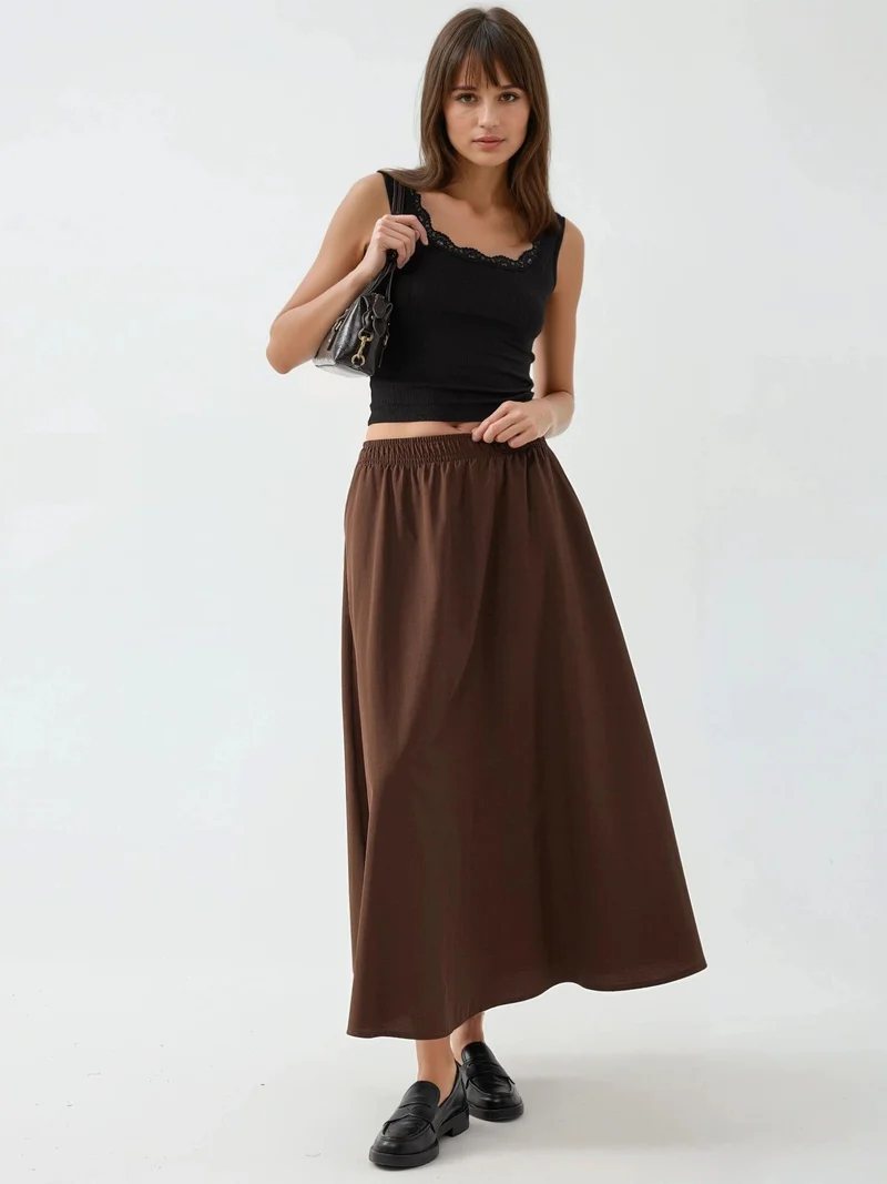 Busem BUSEM Elastic Waist Midi Skirt with Pockets