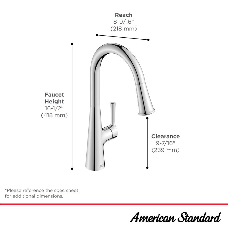 American Standard 7441300.075 Southport Pull-Down Kitchen Faucet with Sprayer, 1.8 GPM, Kitchen Faucets with Pull Down Sprayer, Stainless Steel - Image 5