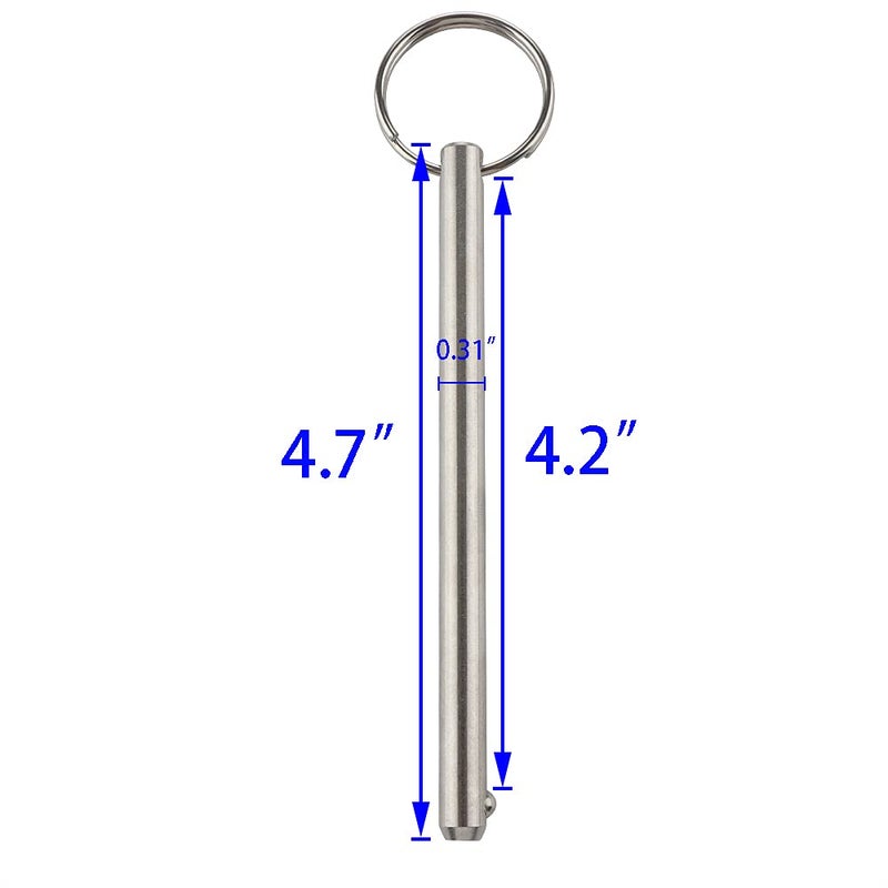 VTurboWay 2 Pack Quick Release Pin, Diameter 5/16"(8mm), Overall Length 4.72"(120mm), Usable Length 4.13"(105mm), Full 316 Stainless Steel, Bimini Top Pin, Marine Hardware - Image 5
