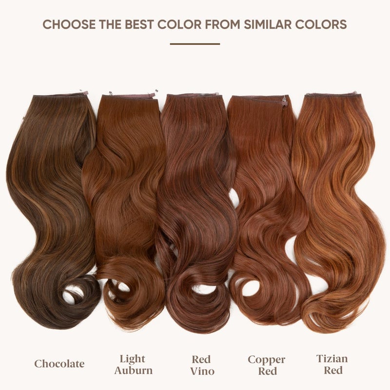 SARLA Invisible Wire Hair Extensions with 3 Clips Long Synthetic Wavy Curly Hairpiece Adjustable Transparent Headband for Women 18 Inch Light Auburn - Image 2