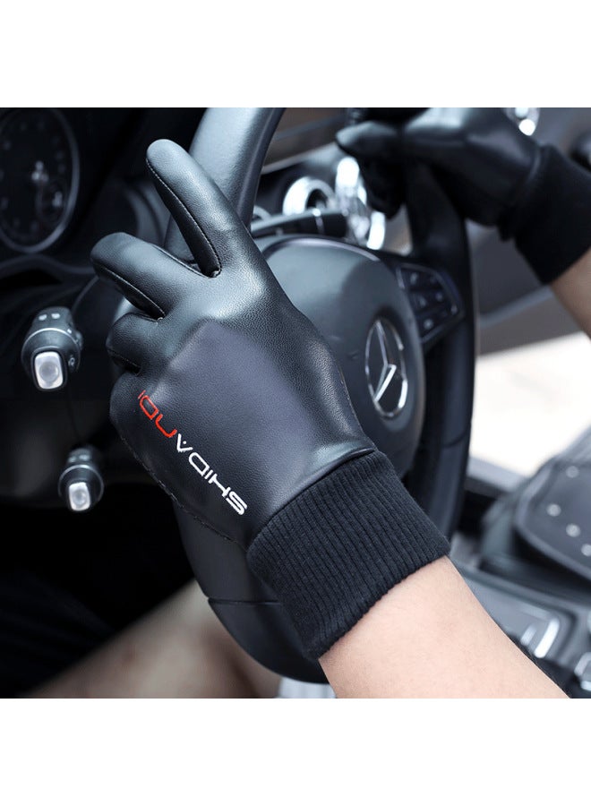 Move Iron Winter Gloves, Warm And Windproof Leather Gloves For Men And Women, Outdoor Cycling Sports Waterproof Ski Gloves With Touchscreen Functio