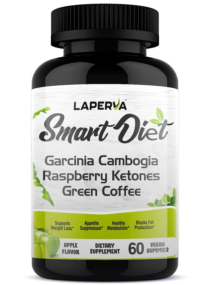 Laperva Smart Diet With Garcinia Cambogia Raspberry Ketones And Green Coffee Extract Apple Flavour 60 Veggie Gummies