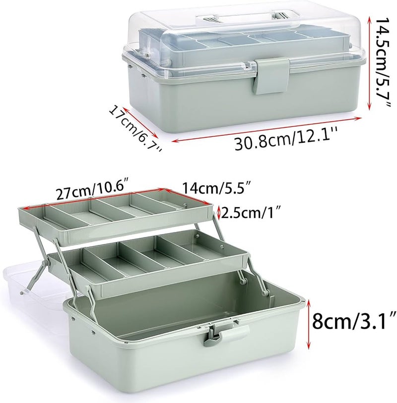 BTSKY Storage Box, Transparent Multi-Layer Rectangular Polypropylene, Haze Green, 32.5 x 20.1 x 15.5 cm, BTSKY - Image 4