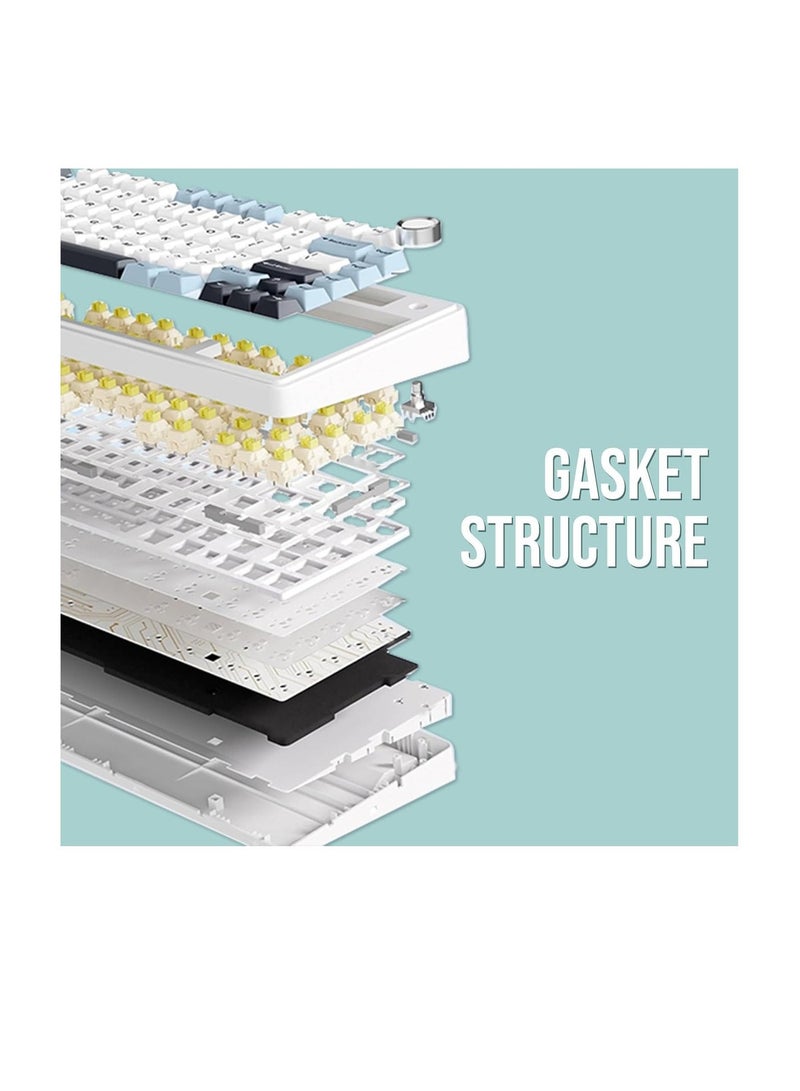 AULA F75 Gasket Mechanical Keyboard, 75% Wireless Hot Swappable Gaming Keyboard with Five-Layer Padding&Knob, Bluetooth/2.4GHz/USB-C, RGB (Green, LEOBOG Reaper Switch) - Image 5