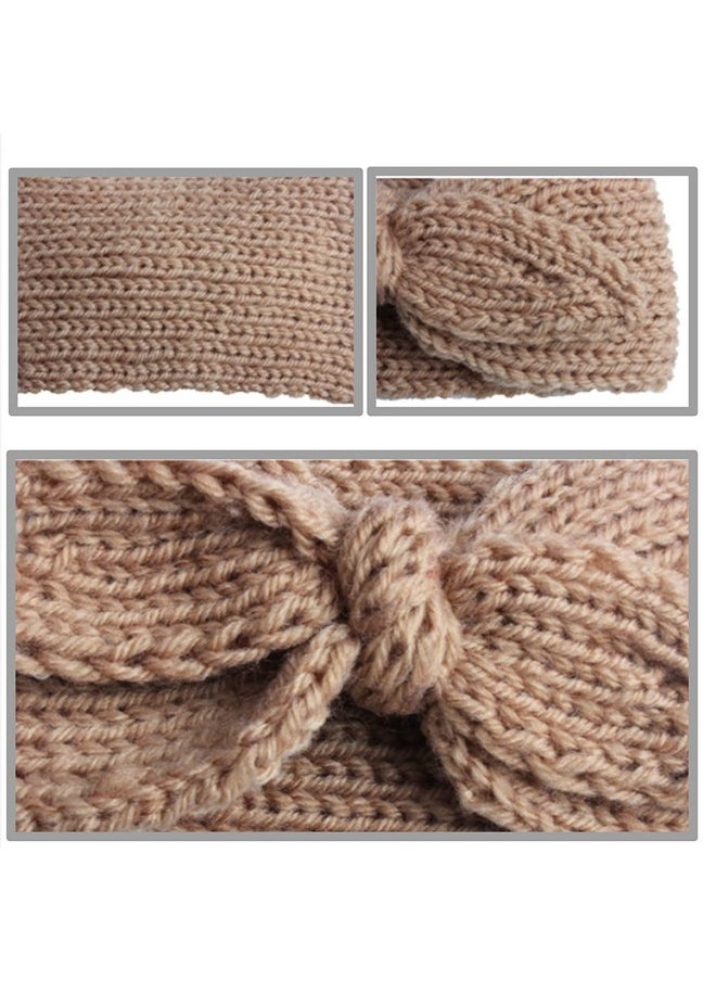 El Regalo - 2 Pcs Turban Wool Headband - Warm Rabbit Knot Hair Band, Knit Head Wrap For Baby Girls Newborns And Toddlers (Beige & White) - Image 1