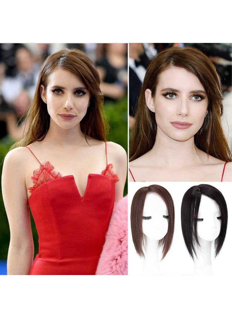 LesafeV Straight Silk Base Human Hair Topper One Piece Side Part Forehead Closure With Clips 30cmLeft Part Black 