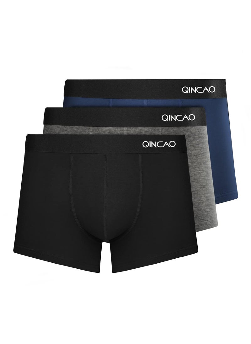 QINCAO - QINCAO Men's boxer briefs, retro, pure cotton material, 3 pieces pure black size L - Image 1