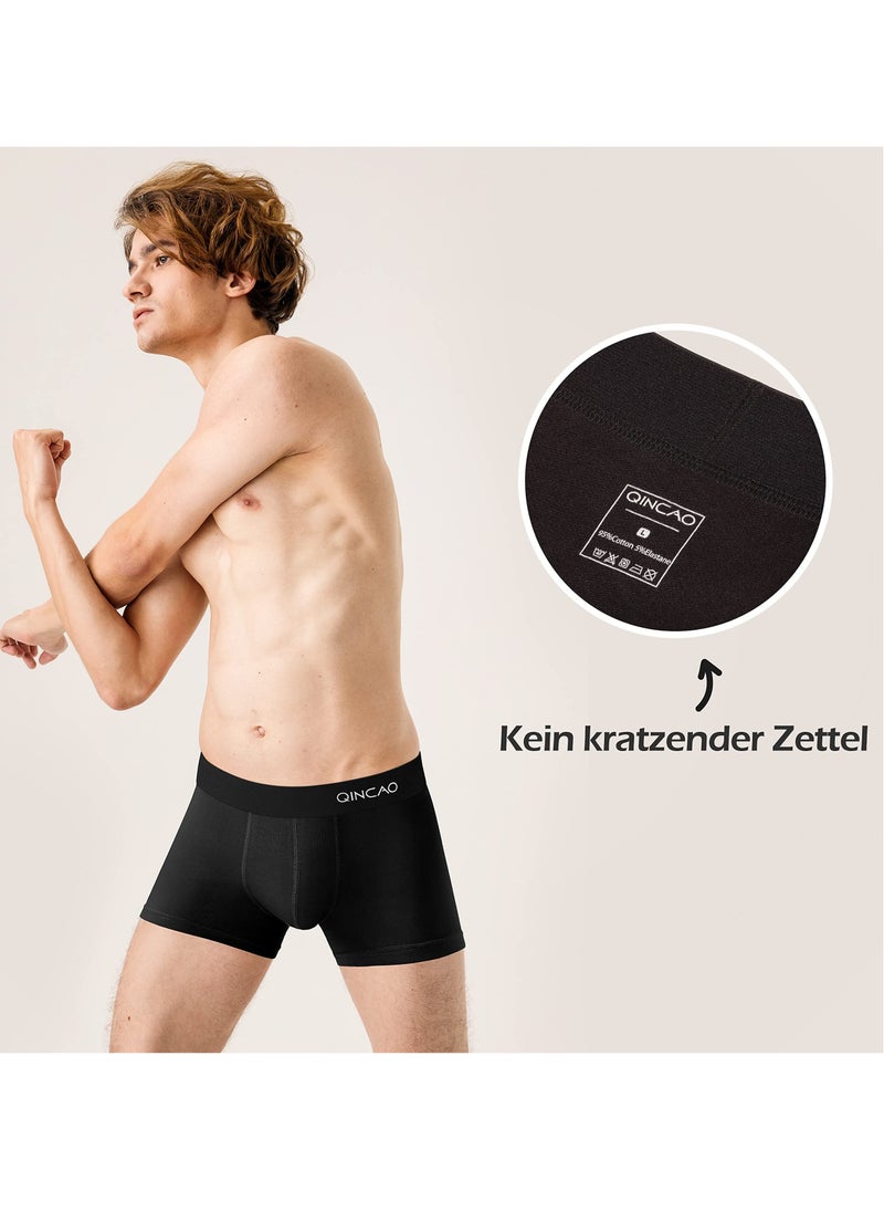 QINCAO - QINCAO Men's boxer briefs, retro, pure cotton material, 3 pieces pure black size L - Image 1
