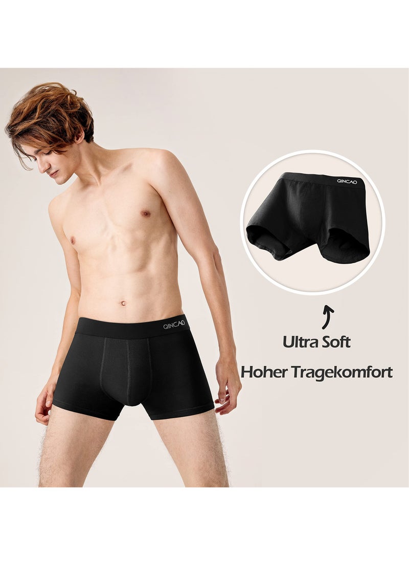 QINCAO - QINCAO Men's boxer briefs, retro, pure cotton material, 3 pieces pure black size L - Image 1