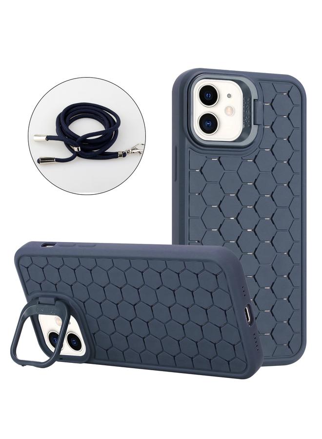 زبون حافظة لهاتف iPhone 12 Honeycomb Radiation Holder TPU مع حبل - Image 1