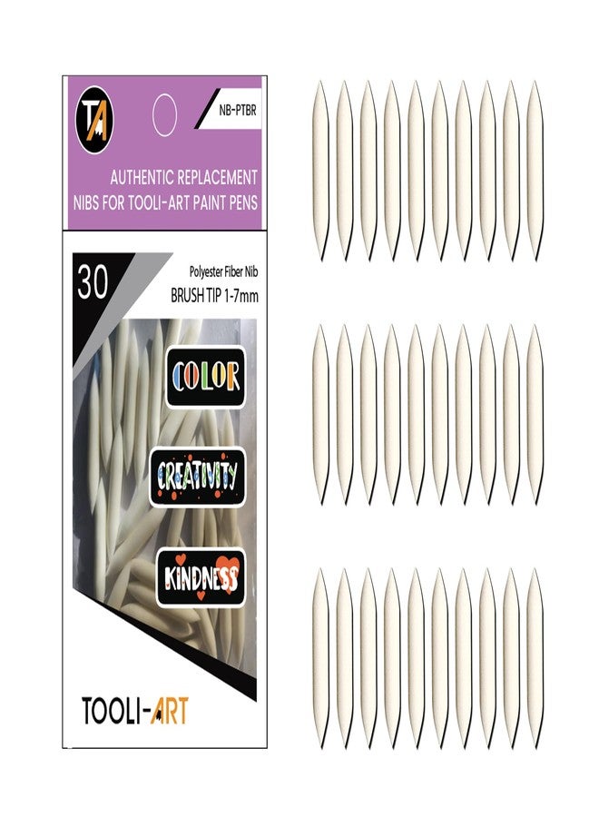 TOOLI-ART 30 Replacement Double Sided Flexible Brush Nibs. Compatible Brush Tip Paint Pens Acrylic Markers. Easy To Replace - Image 1
