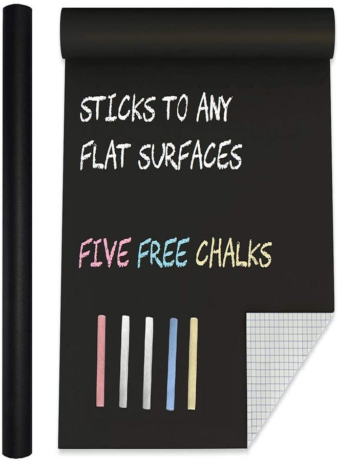 Qzep Black Board Vinyl (45x200cm) Wall Sticker Removable Decal Chalkboard with 5 Chalks for Home School Office College Room Kitchen Kids - Image 2