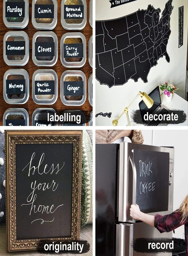 Qzep Black Board Vinyl (45x200cm) Wall Sticker Removable Decal Chalkboard with 5 Chalks for Home School Office College Room Kitchen Kids - Image 4