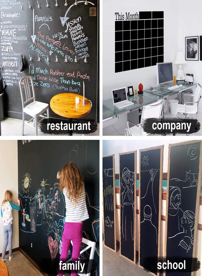 Qzep Black Board Vinyl (45x200cm) Wall Sticker Removable Decal Chalkboard with 5 Chalks for Home School Office College Room Kitchen Kids - Image 5