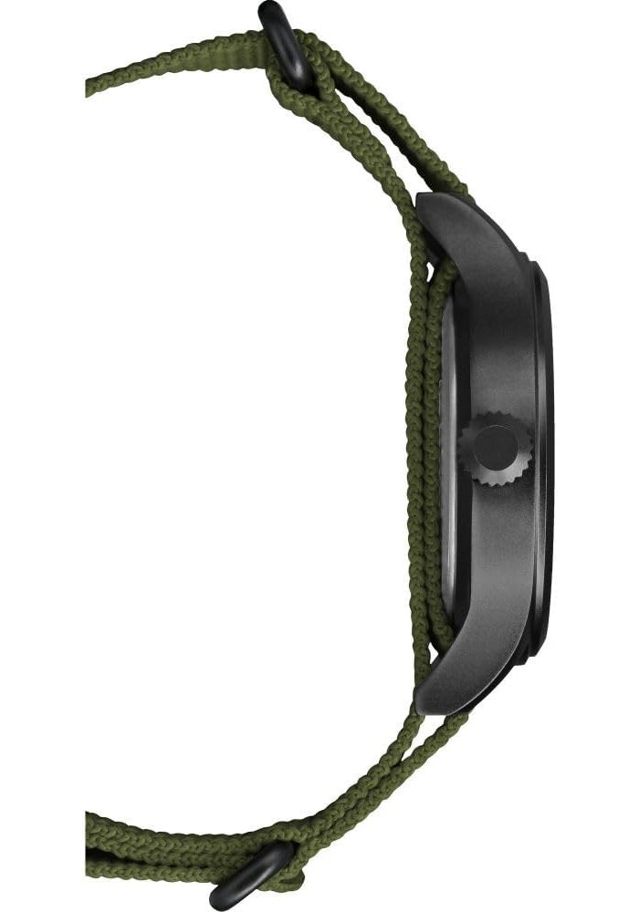 Timex Men's Expedition Scout 40mm Watch - Black Case with Cream Dial and Green Fabric Strap - Image 2
