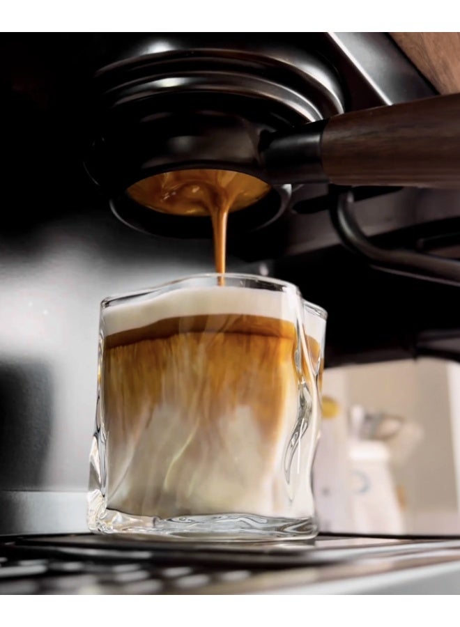 تصميم زينس طقم أكواب شرب (4 قطع) سعة 200 مل: كوب، زجاج كريستالي، كوب مموج، كوب قهوة – أكواب زجاجية مموجة للماء، القهوة المثلجة، الحليب، الشاي، العصير، الكوكتيلات، والماشا لاتيه. - Image 5