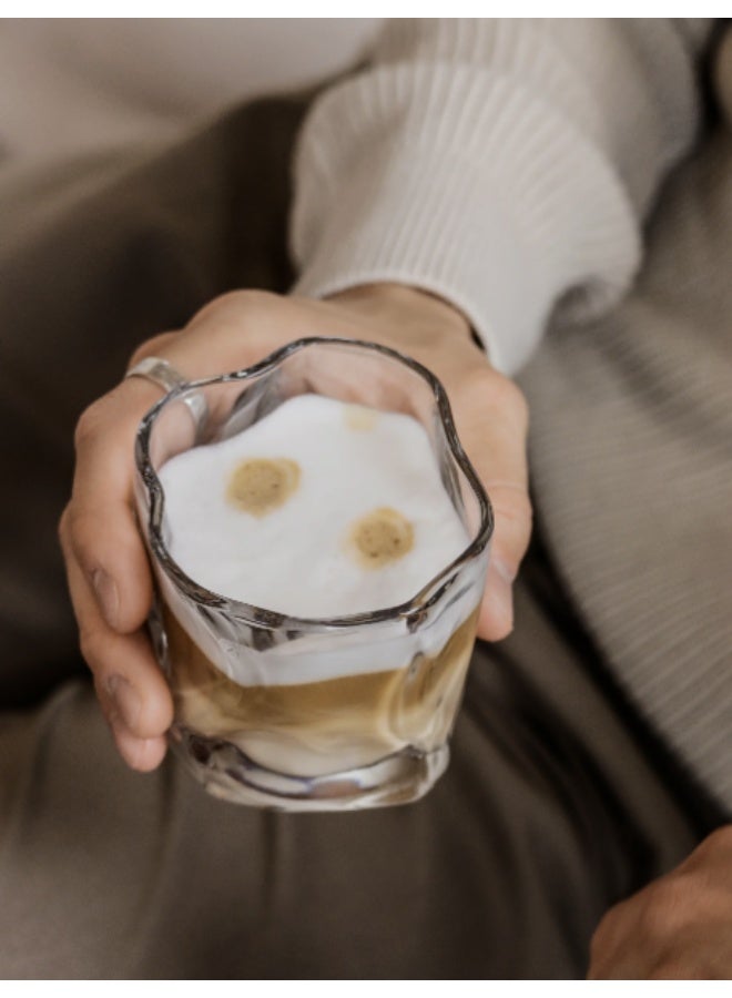 Zence Design (4 Set) Drinking Glasses Set 200ml: Mug, Crystal Glass, Wave Cup, Coffee Cup - Wave Glass Cups for Water, Iced Coffee, Milk, Tea, Juice, Cocktails and Matcha Latte - Image 4