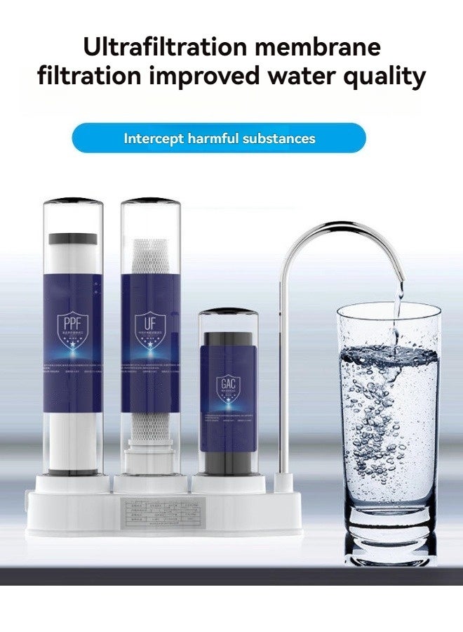 إم مياويان فلتر مياه منزلي ثلاثي المراحل، جهاز تنقية مياه المطبخ، قابل للغسل وتصفية مياه الصنبور، جهاز تنقية المياه بالترشيح الفائق. - Image 1