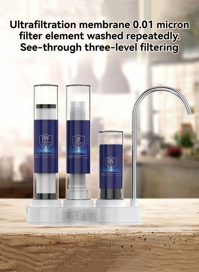 إم مياويان فلتر مياه منزلي ثلاثي المراحل، جهاز تنقية مياه المطبخ، قابل للغسل وتصفية مياه الصنبور، جهاز تنقية المياه بالترشيح الفائق. - Image 3