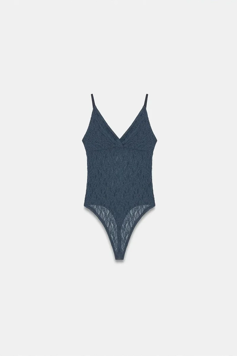 Dilvin Navy Blue DILVIN Lace Sleeveless Bodysuit Blouse for Women | Best Price UAE