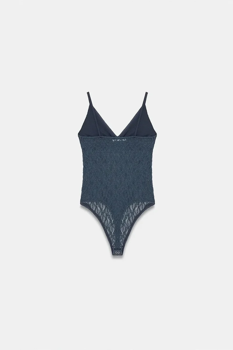 Dilvin Navy Blue DILVIN Lace Sleeveless Bodysuit Blouse for Women | Best Price UAE