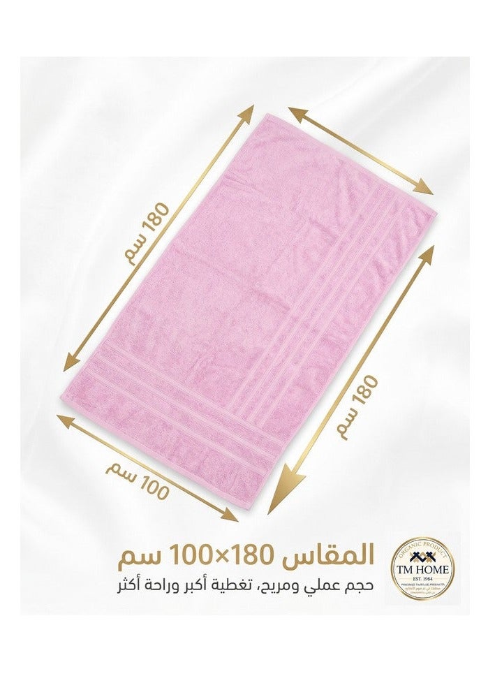 تى ام هوم بشكير حمام كبير، 180 × 100 سم، قطن طبيعي 100%، ناعم وعالي الامتصاص، جودة فندقية فاخرة، وردي - Image 5