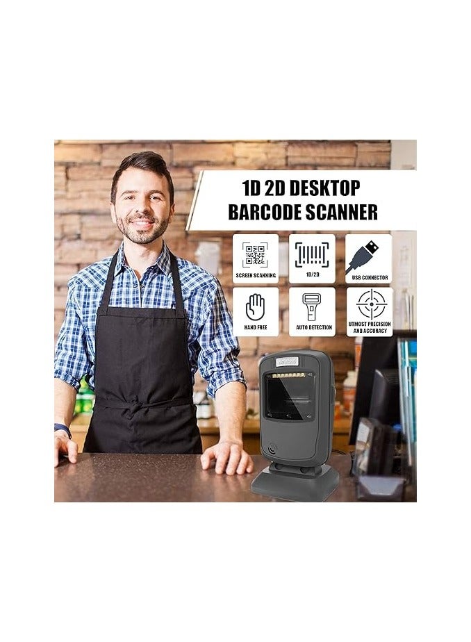 نيولاند Newland FR4080 1D 2D Desktop Barcode Scanner USB Hands-Free QR Code Reader Corded Omnidirectional Scanning Platform with IP52 Rated Sealing for Supermarket Retail Store Mobile Payment - Image 2