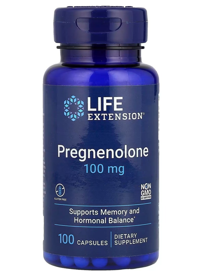 Life Extension, Pregnenolone, 100 mg, 100 Capsules - Image 1