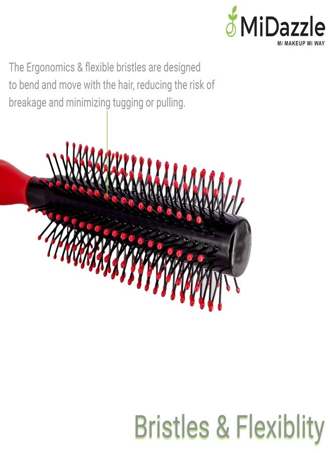 Omidazzle Midazzle Red & Black Round Hair Brush - Professional Quality for All Hair Types - Image 4