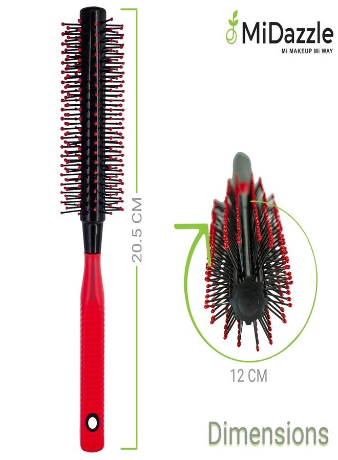 Omidazzle Midazzle Red & Black Round Hair Brush - Professional Quality for All Hair Types - Image 2