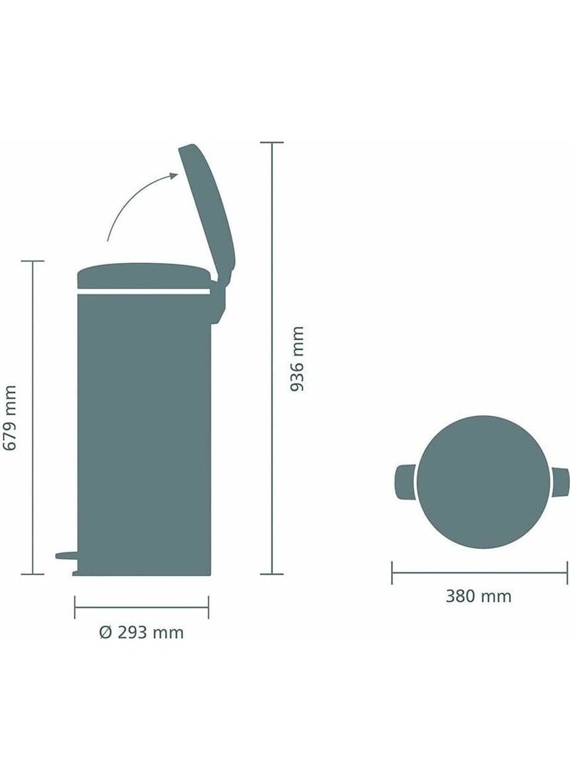 brabantia Waste Bin 30 lt Newicon Pedal Matte Black  - Image 3