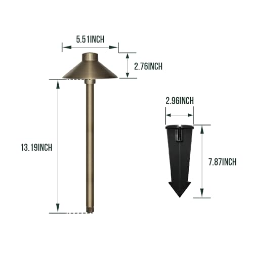 GKOLED Solid Brass Pathway Lights, Low Voltage LED Landscape Path Light, Outdoor Waterproof Accent Lighting, 12V AC/DC, 2700K Warm White, with 3W G4 LED Bulb & Large Rugged Slot Spike, 2 Pack - Image 3