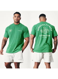 Generic VQ sports fitness style short sleeve plus size T-shirt mens running casual cotton European and American weight workout clothes Black  - Image 5