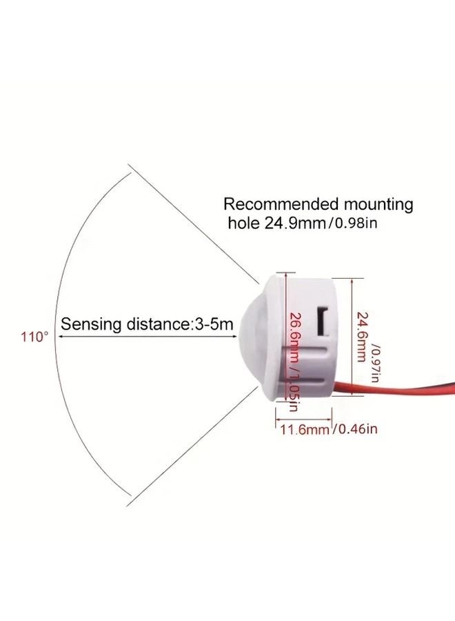 قطعتان مفتاح ضوء مستشعر حركة PIR تيار مستمر 12-24 فولت، كشف آلي بالأشعة تحت الحمراء للداخل والخارج - Image 5