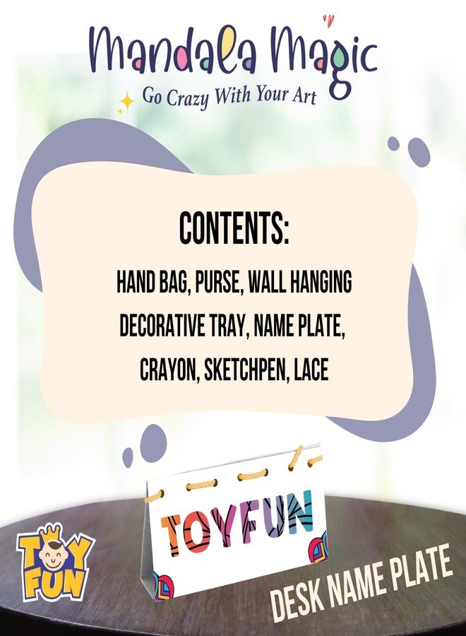 TOY FUN Mandala Art Magic Craft Game DIY Kit for Kids 5 to 8 Years | Birthday Gift | Colouring Game | Purse, Wall Hanging, Name Plate, Hand Bag - Image 4