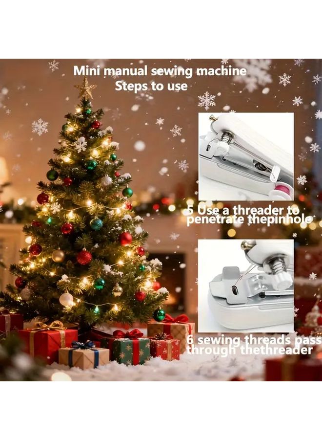 Blue Portable Handheld Manual Sewing Machine Compact For Home Travel - Image 5