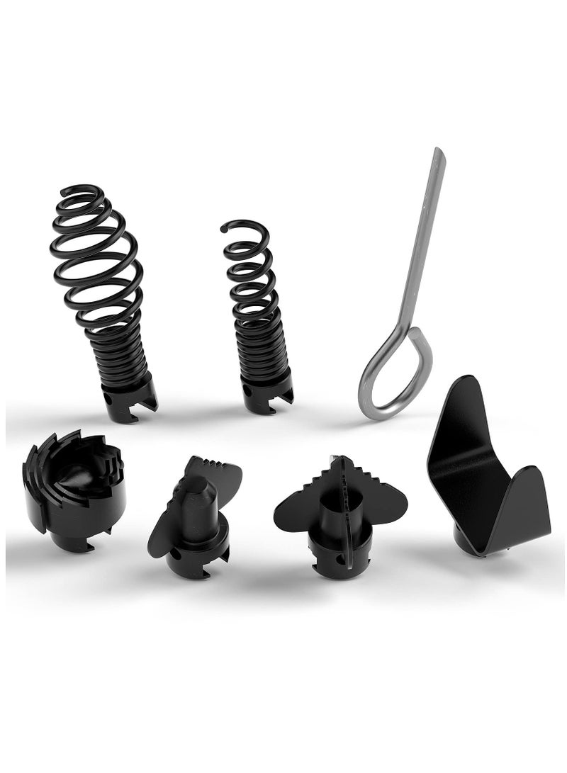 7PCS Drain Cleaner Combination Cutter Head Set,16mm Manganese Steel Spring Automatic Locking Drain Dredging Cutter Head Accessories for Drain Cleaning Machines - Image 1